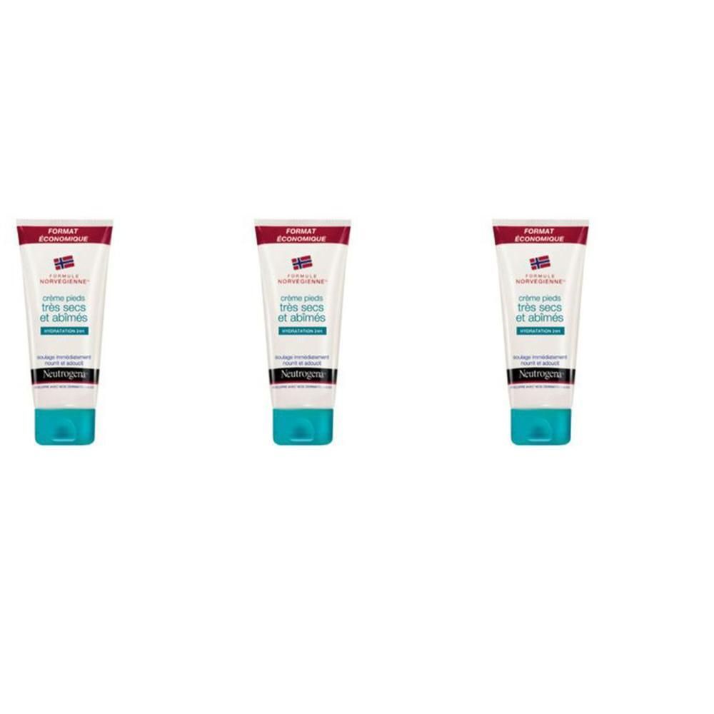 Trois tubes de crème pour pieds Neutrogena, pour pieds très secs et abîmés.