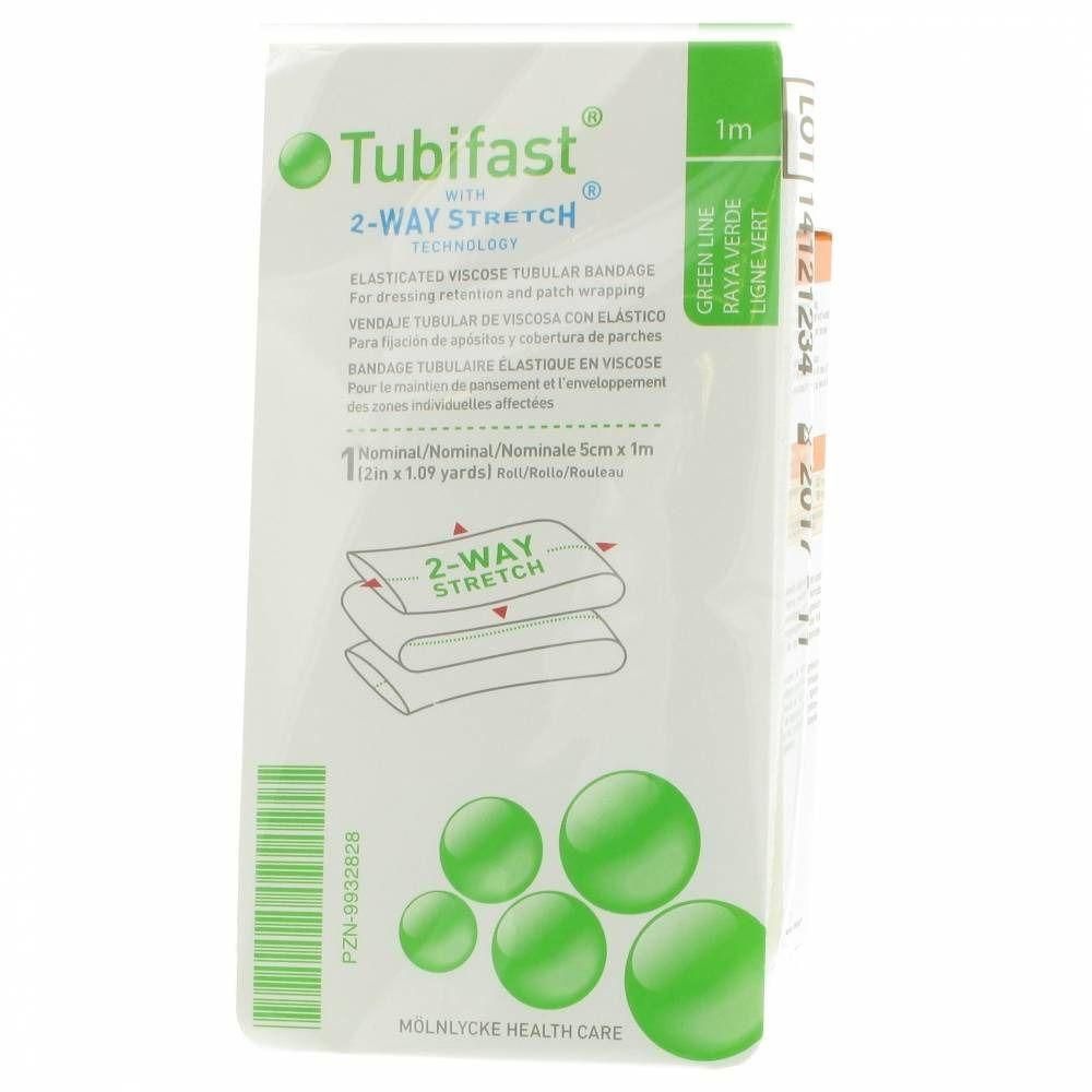 Tubifast 2-weg stretch verband, 5 cm x 1 m, groen.
