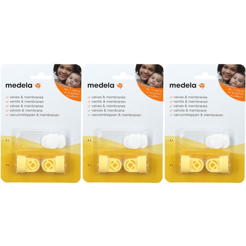 Medela pièces détachées : 2 clapets et 6 membranes blancs et jaunes.