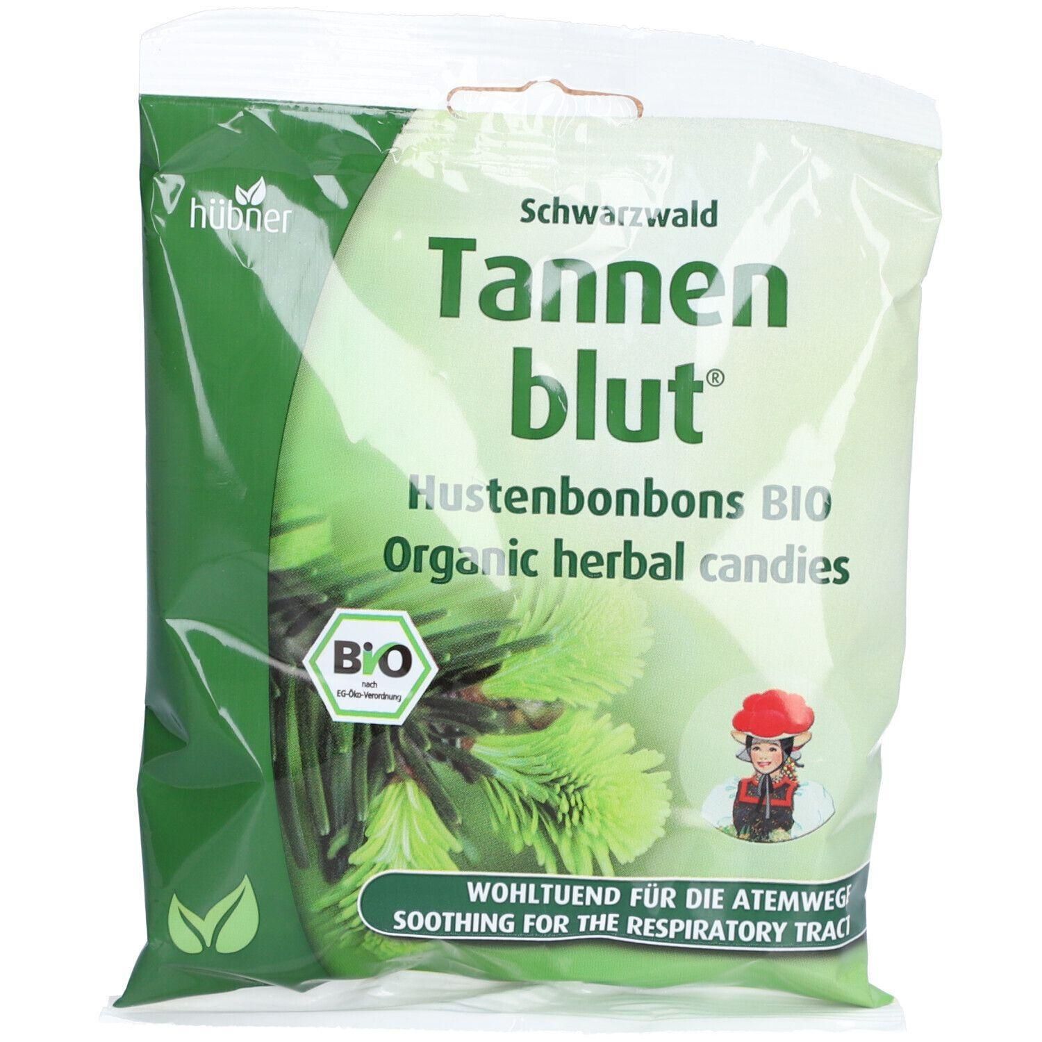 Hübner Tannenblut BIO hoestbonbons, biologische kruidenbonbons voor de luchtwegen.