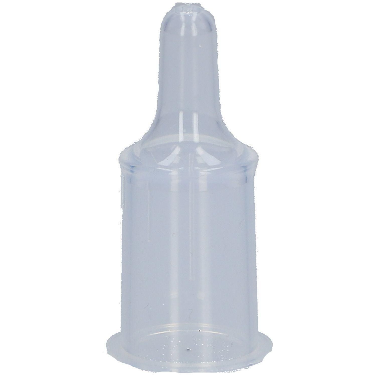 Adaptateur de biberon spécial transparent avec embout étroit.