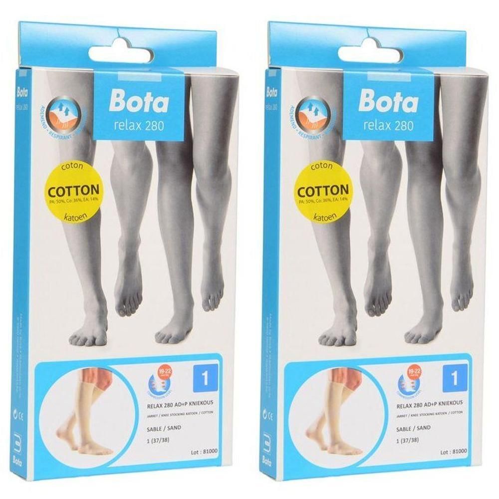Deux paquets de bas de compression Bota Relax 280, couleur sable, taille 1.