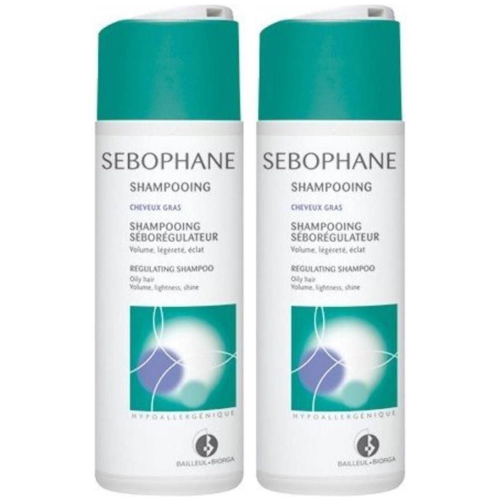 Twee flacons Sebophane Shampoo Seborégulateur voor vet haar. Hypoallergeen.