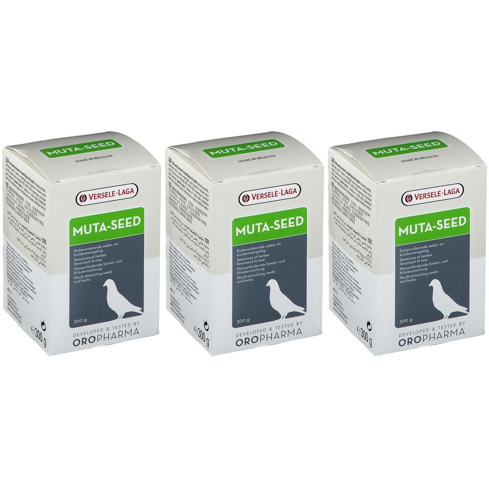 Drie verpakkingen Muta-Seed, 300g.