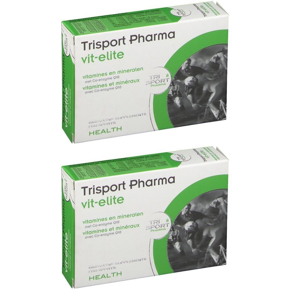 Deux boîtes de Trisport Pharma Vit-Elite Vitamines et minéraux avec Coenzyme Q10.