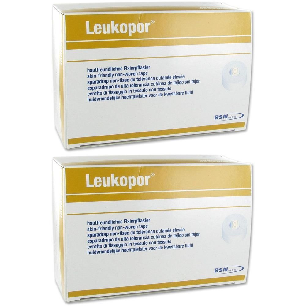 Twee pakken Leukopor fixeerpleister, huidvriendelijke non-woven tape.