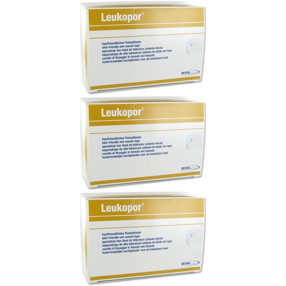 Drie pakken Leukopor® huidvriendelijk fixatiepleister.