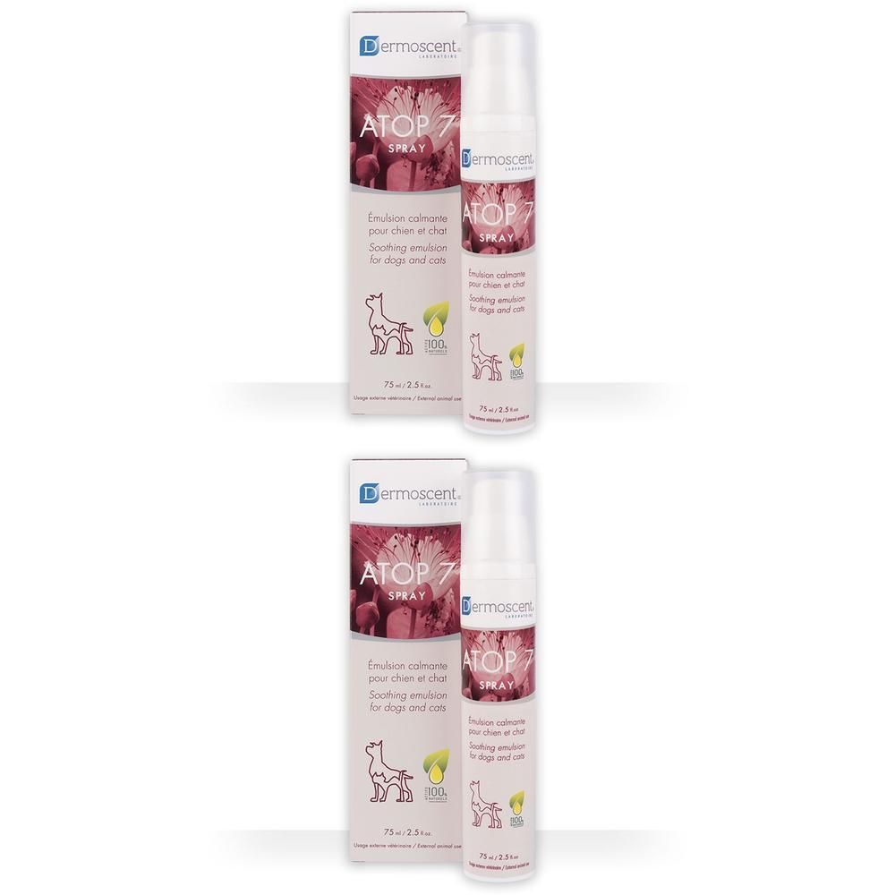 Twee Dermoscent ATOP 7 Spray flacons met doos. Kalmerende emulsie voor honden en katten.