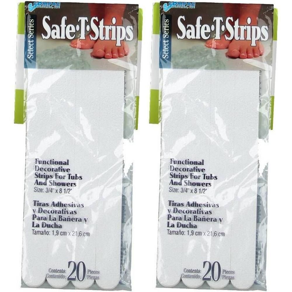 Deux paquets de bandes antidérapantes pour douche. Chaque paquet contient 20 bandes.