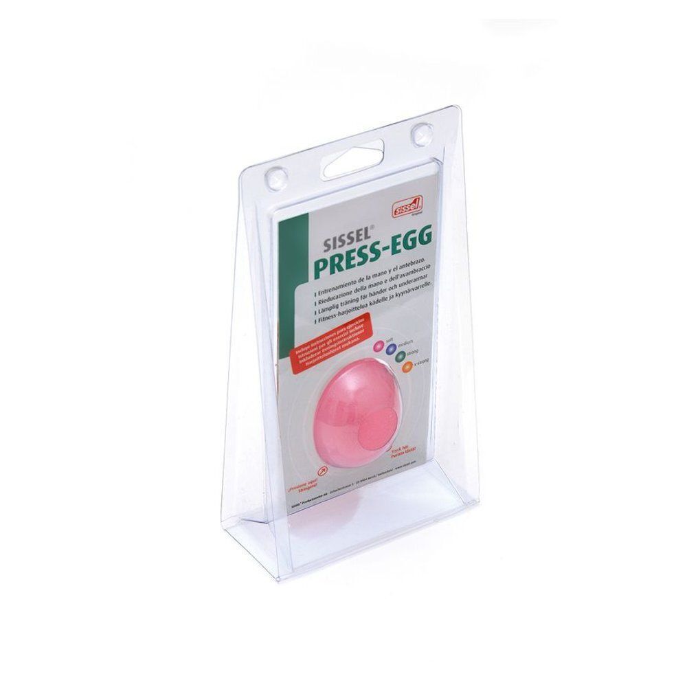 Sissel Press-Egg Medium Bleu in blisterverpakking met productinformatie.