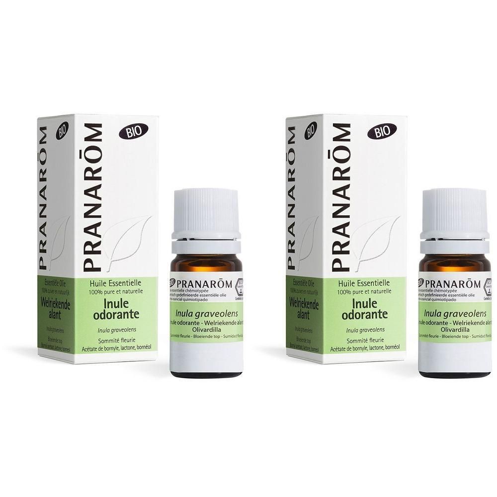 Deux boîtes et flacons Pranarôm Huile Essentielle Inule Odorante Bio.