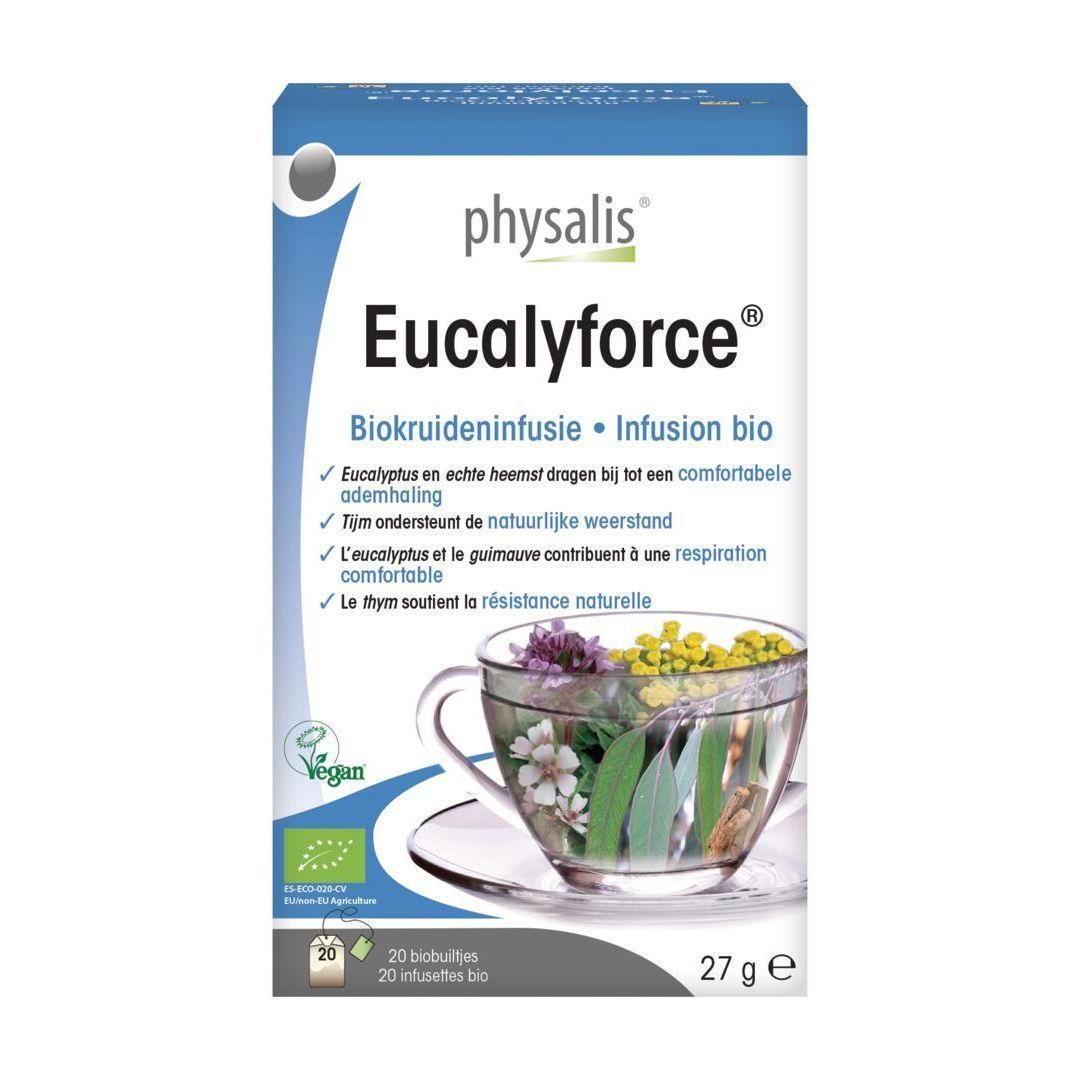 Doosje Physalis Eucalyforce Bio kruideninfusie, 20 zakjes.