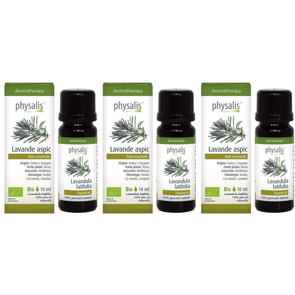 Huile essentielle Bio Lavande Aspic Physalis, flacon 10ml.
