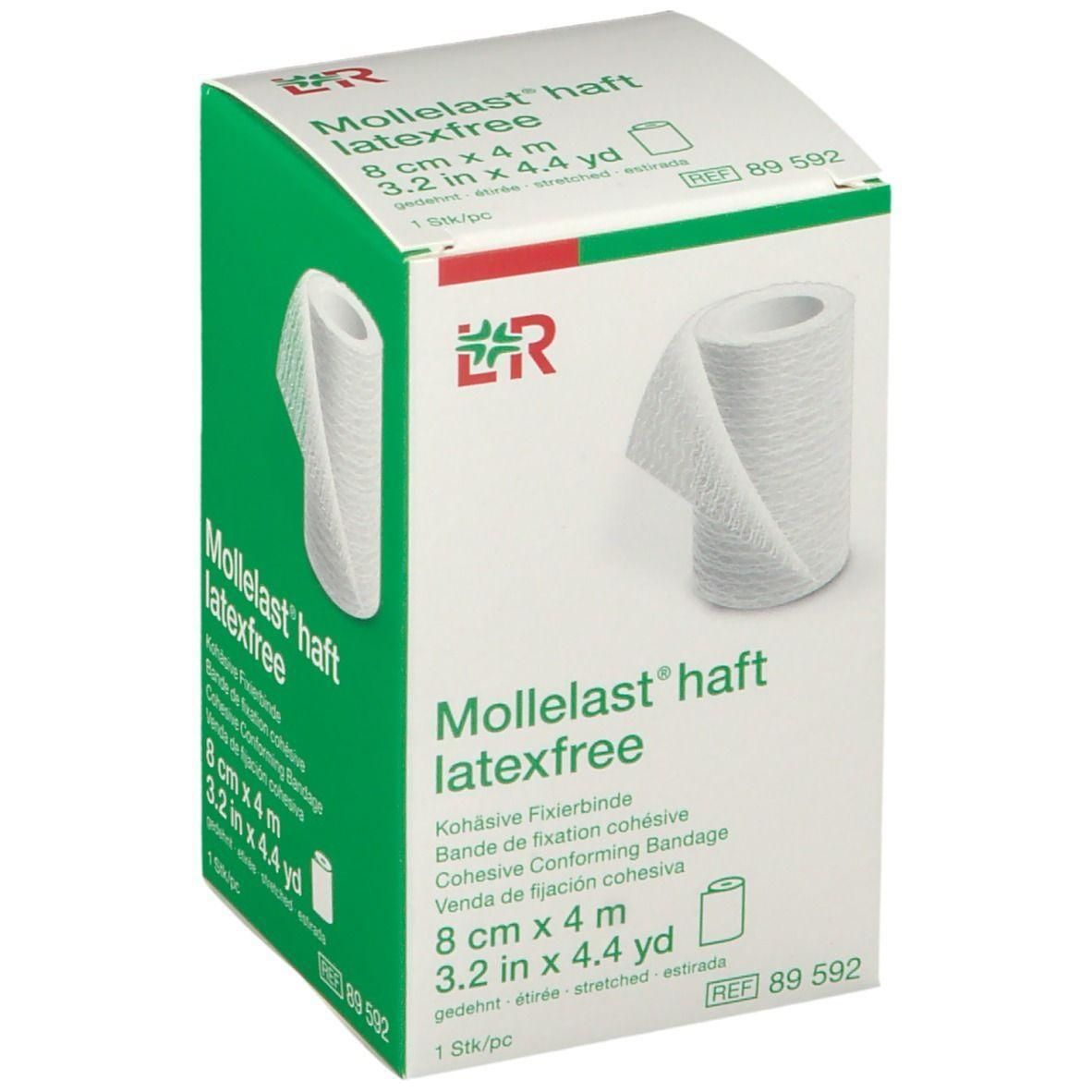 Mollelast haft latexfree: Bande de fixation cohésive, 8 cm x 4 m. REF 89 592.