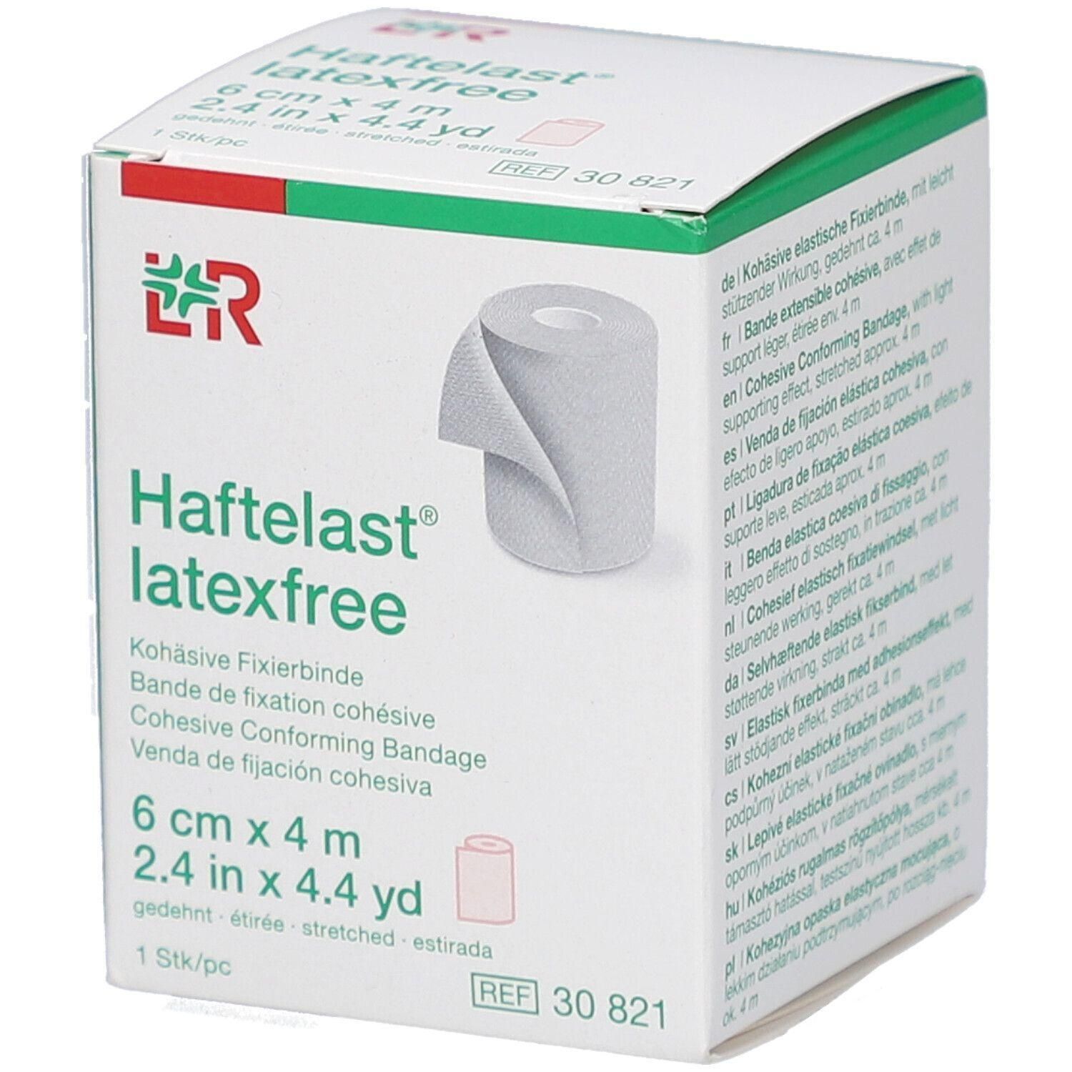 Bande de fixation adhésive Haftelast latexfree, 6 cm x 4 m, cohésive, sans latex.