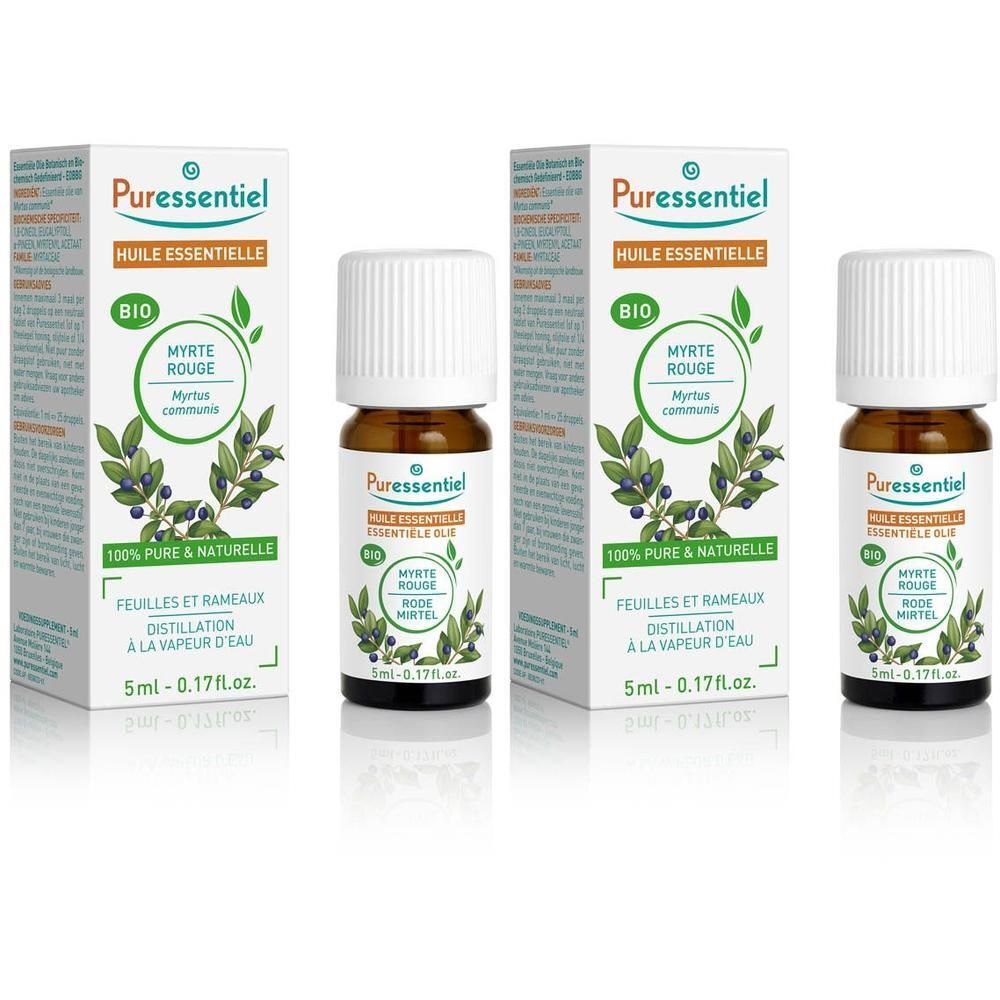 Puressentiel Biologische Etherische Olie Mirte Rood, flesje en doosje 5ml.