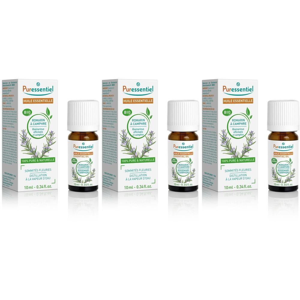 Puressentiel Biologische Rozemarijn & Kamfer etherische olie, flesje 10ml.