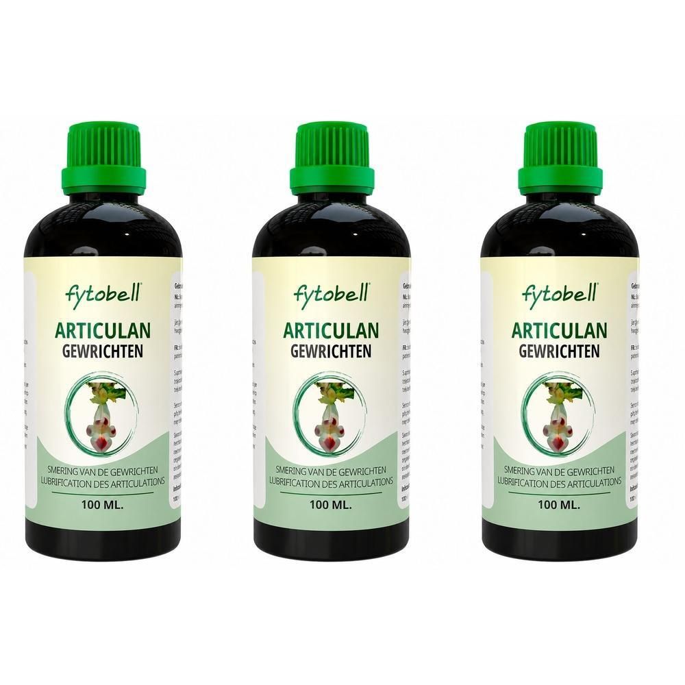 Drie flessen Fytobell Articulan met groene dop, elk 100 ml.