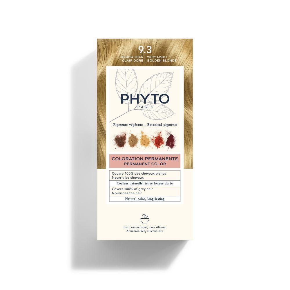 Phyto Phytocolor 9.3 : coloration permanente blond très clair doré. Pigments végétaux.