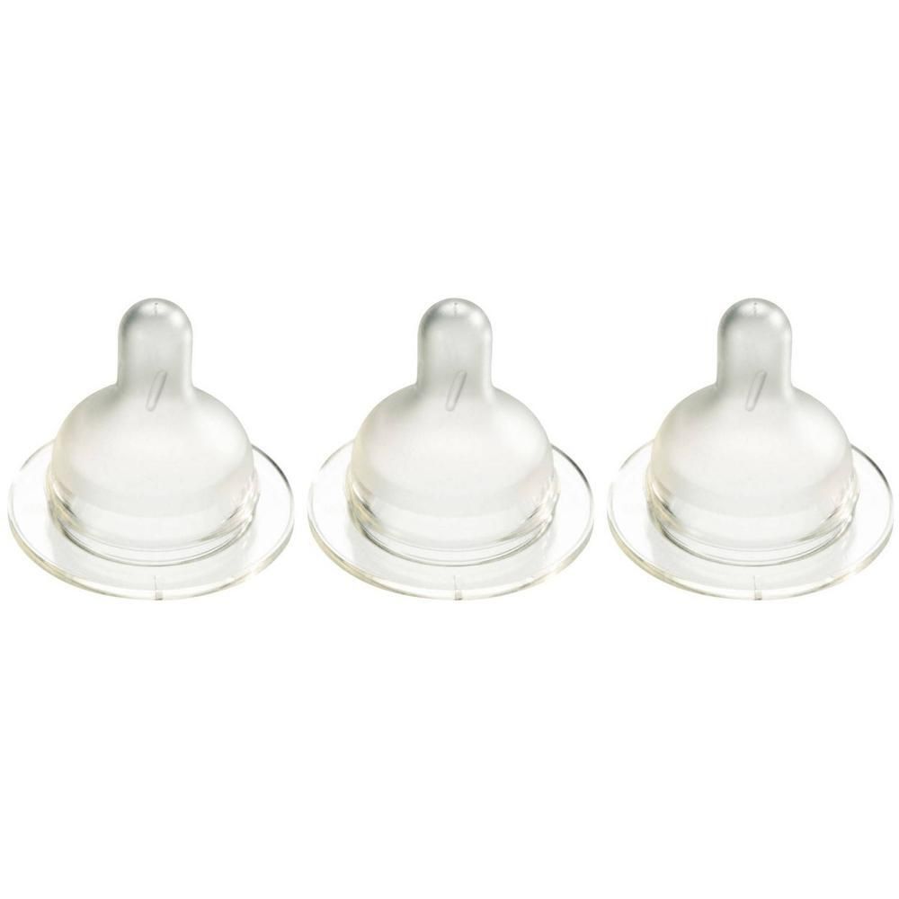 Drie transparante speentjes voor brede babyflessen.