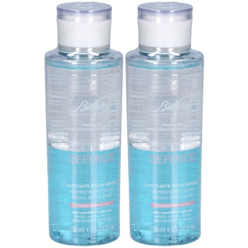 Twee flessen BioNike Defence Oog Make-up Remover, elk 150 ml.