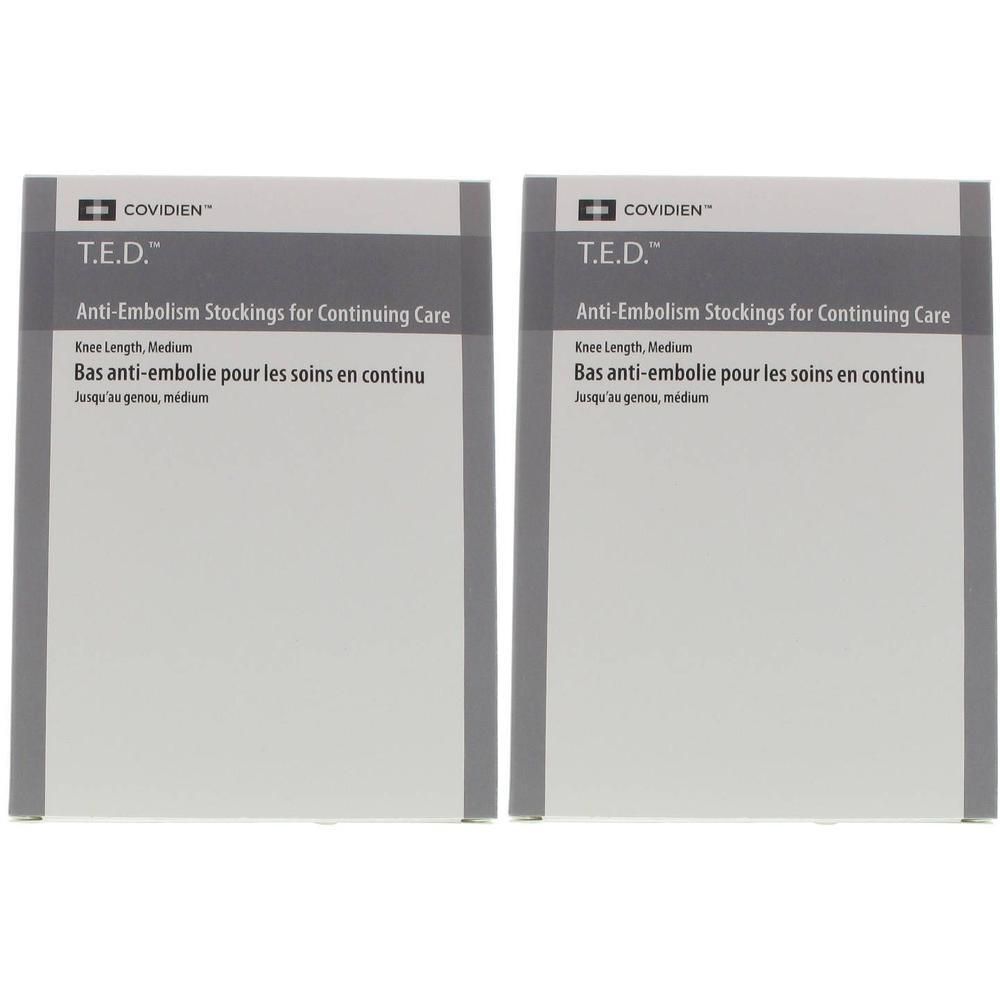 Deux paquets de bas anti-embolie T.E.D., longueur genou, taille M.