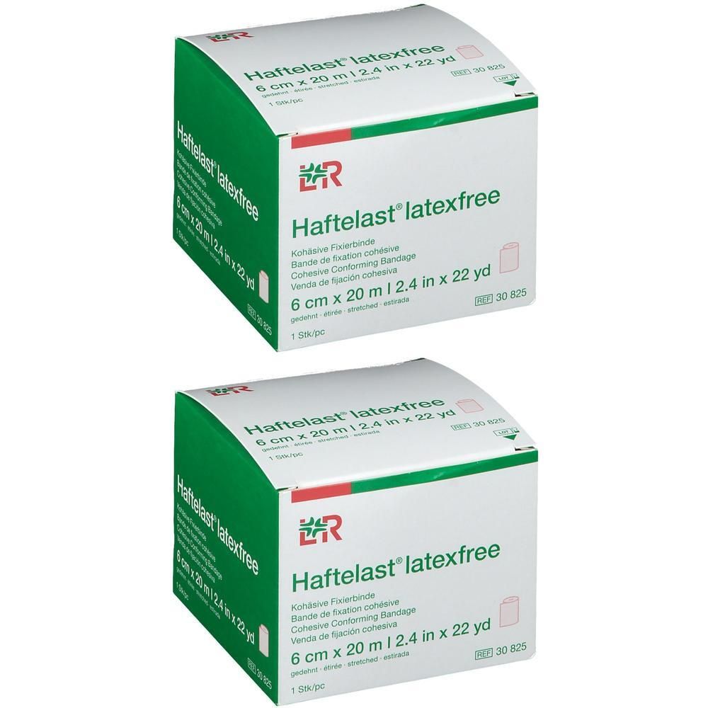 Deux paquets de bande de fixation Haftelast latexfree, 6 cm x 20 m.