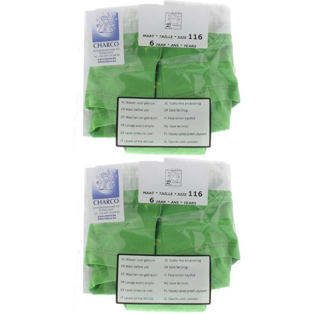 Twee groene slips voor meisjes, maat 116 (6 jaar).