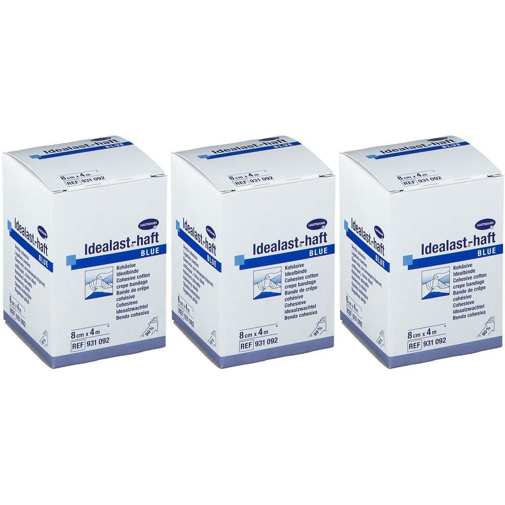 Trois paquets Hartmann Idealast-haft Blue, 8cm x 4m.