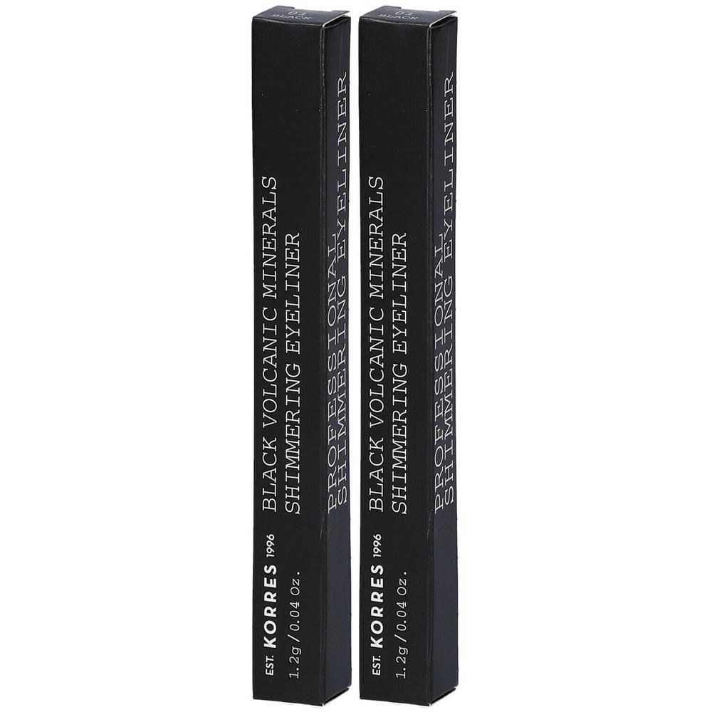 Deux crayons eye-liner noir scintillant Korres, "Black Volcanic Minerals".