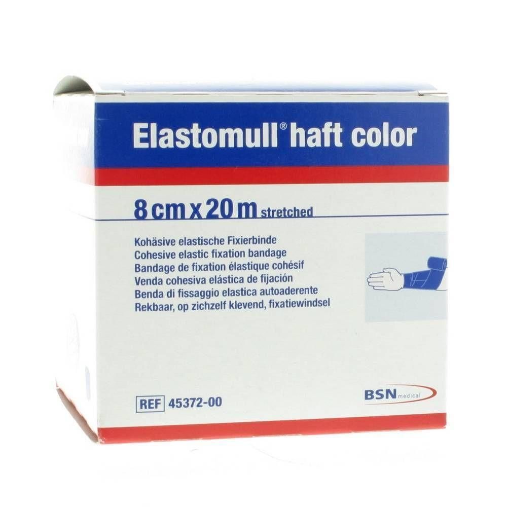 Elastomull Haft Color zwachtel, 8cm x 20m, rekbaar, op zichzelf klevend.