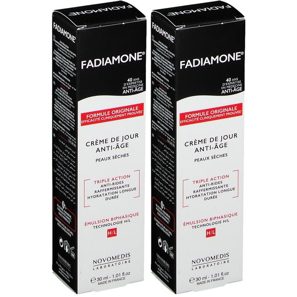 Deux boîtes de crème de jour anti-âge Fadiamone pour peaux sèches. 30 ml.