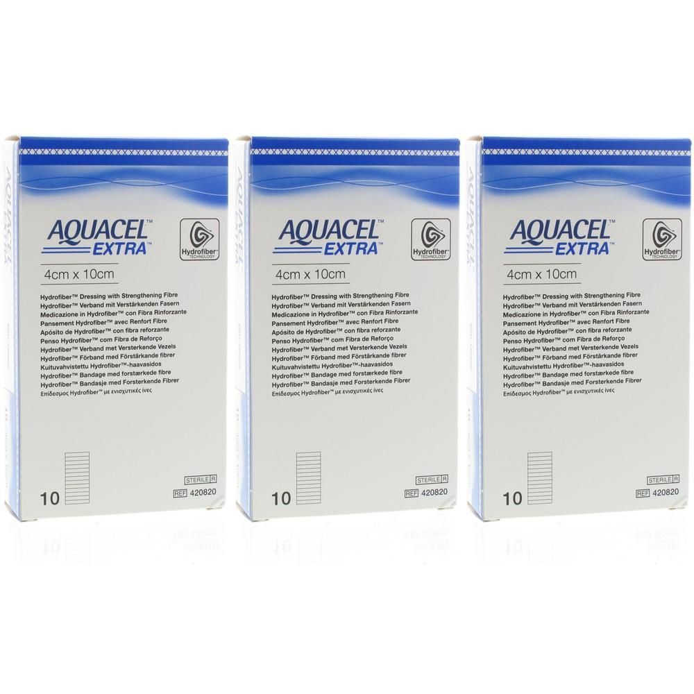 Trois paquets d'Aquacel Extra 4cm x 10cm pansement Hydrofiber.