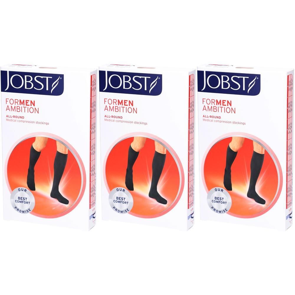 Drie dozen Jobst Ambition compressiekousen voor heren, zwart.