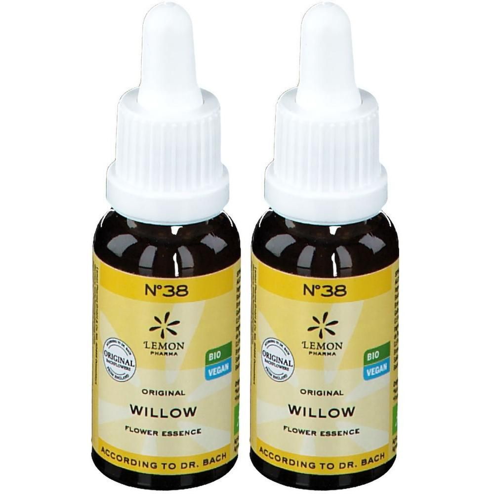 Deux flacons "Original Willow Flower Essence" de Lemon Pharma, N°38.