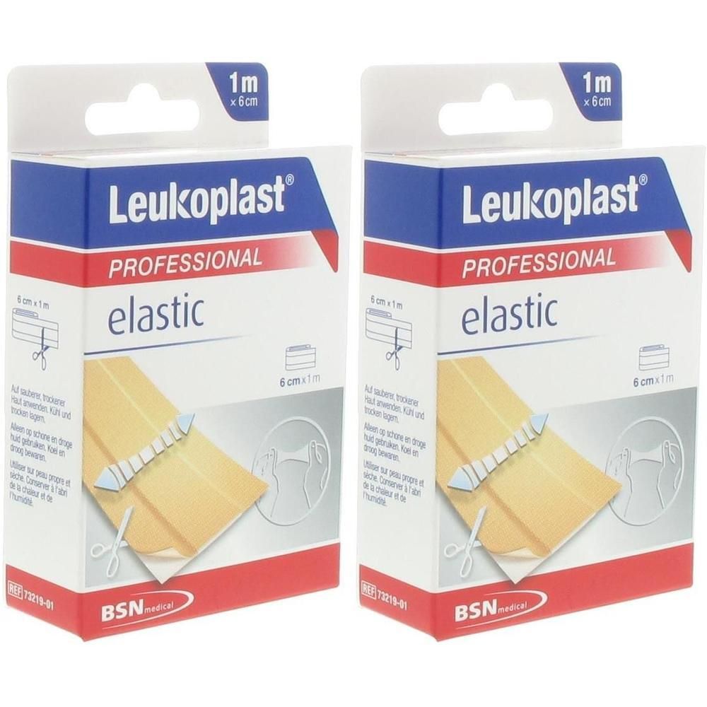 Twee pakken Leukoplast® Professional Elastic verbandrol, 6 cm x 1 m.