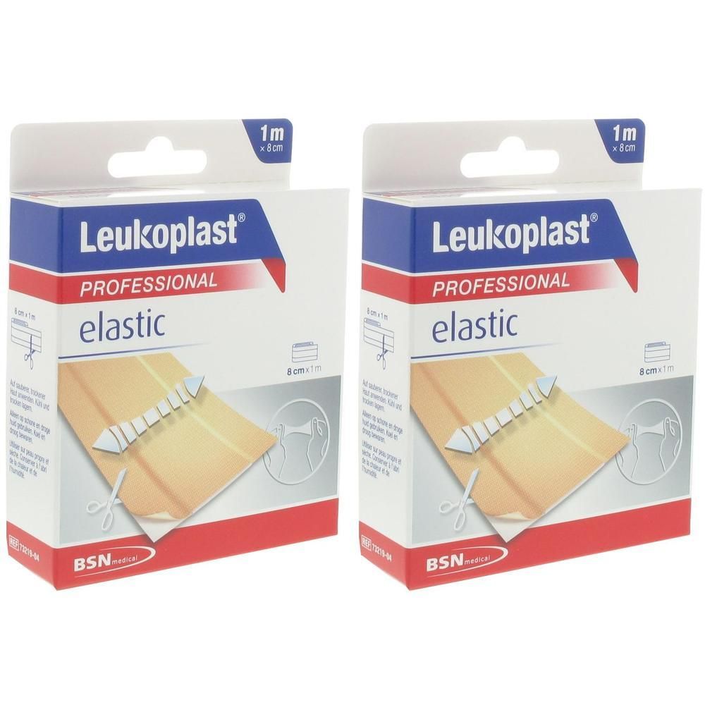 Deux paquets de rouleau de bandage élastique Leukoplast® Professional, 8 cm x 1 m.