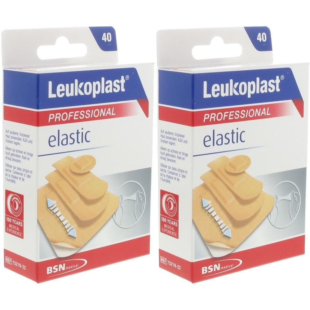 Deux paquets de pansements Leukoplast Professional Elastic, 40 par paquet.
