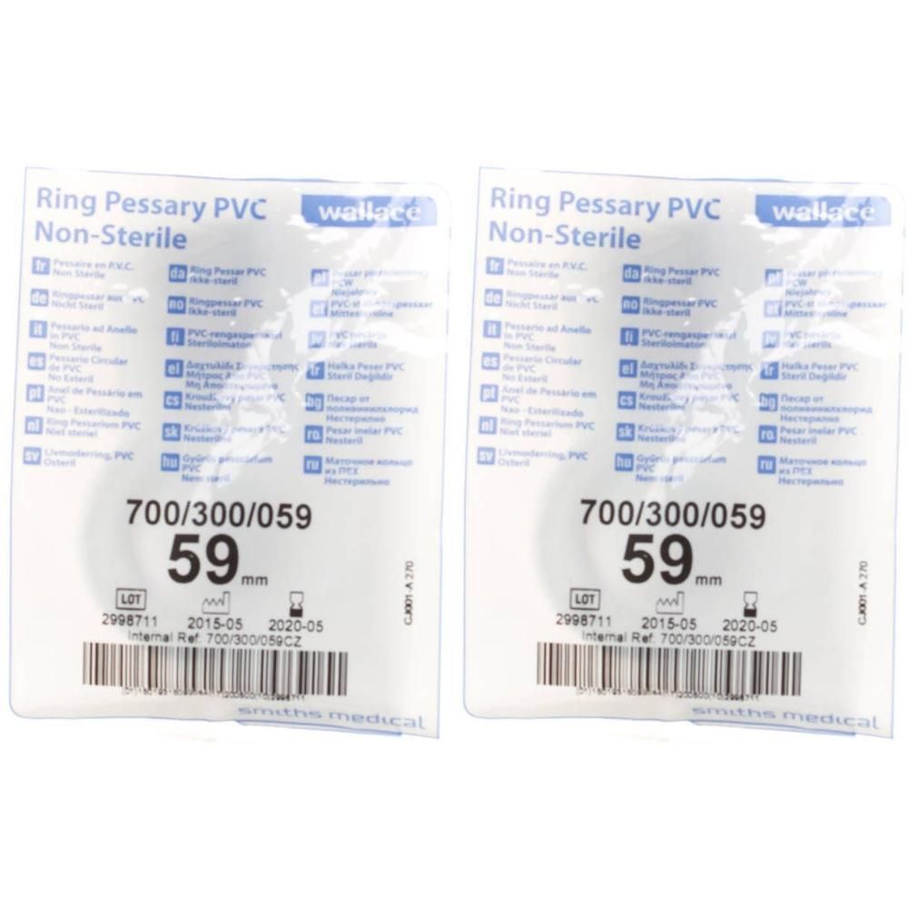 Ring pessarium van PVC, niet steriel, diameter 59 mm.