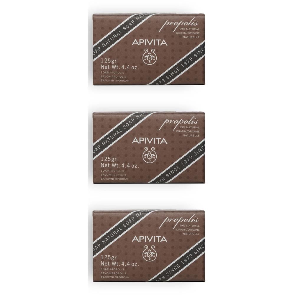 Drie pakken APIVITA natuurzeep Propolis, 125g.