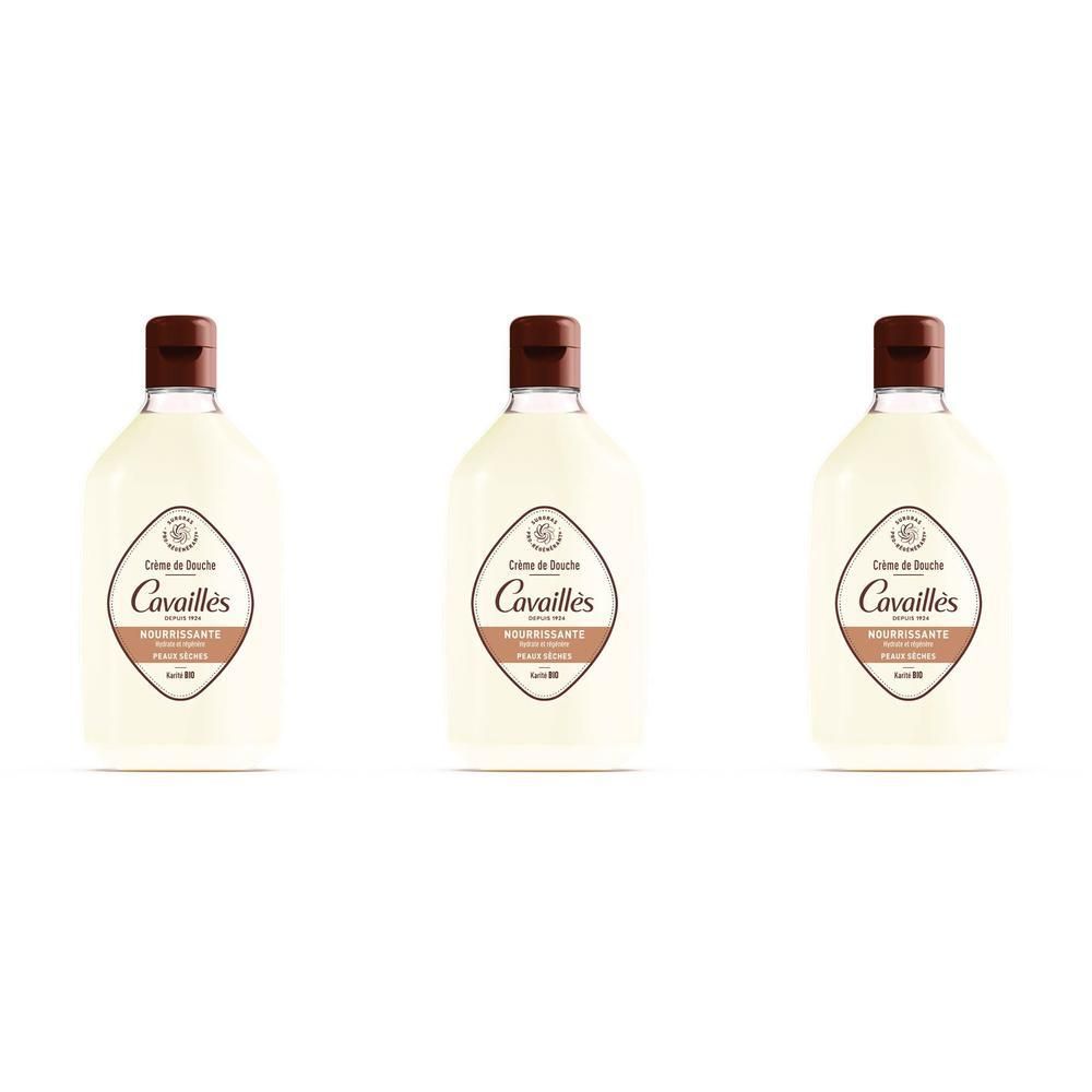 Drie flessen Roge Cavailles Douchecrème Shea Butter & Magnolia.