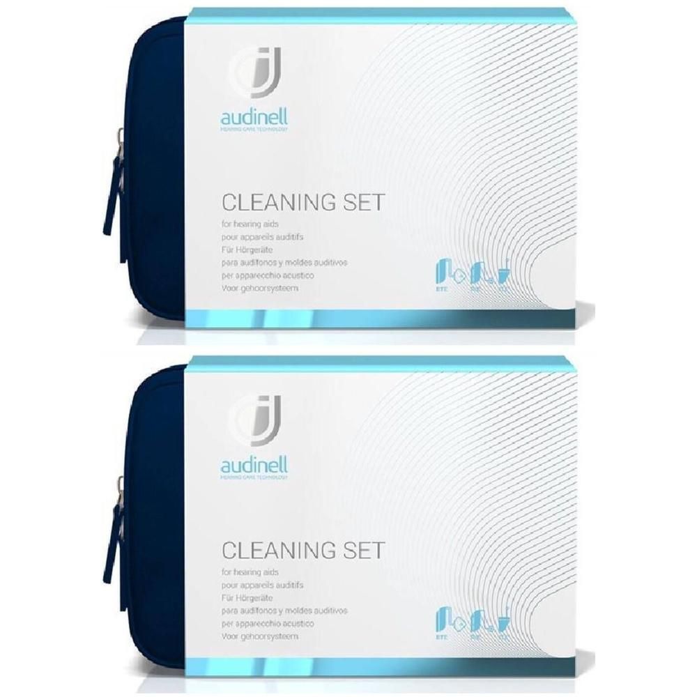 Audinell Set de nettoyage pour embouts d'écouteurs, dans une pochette bleue.