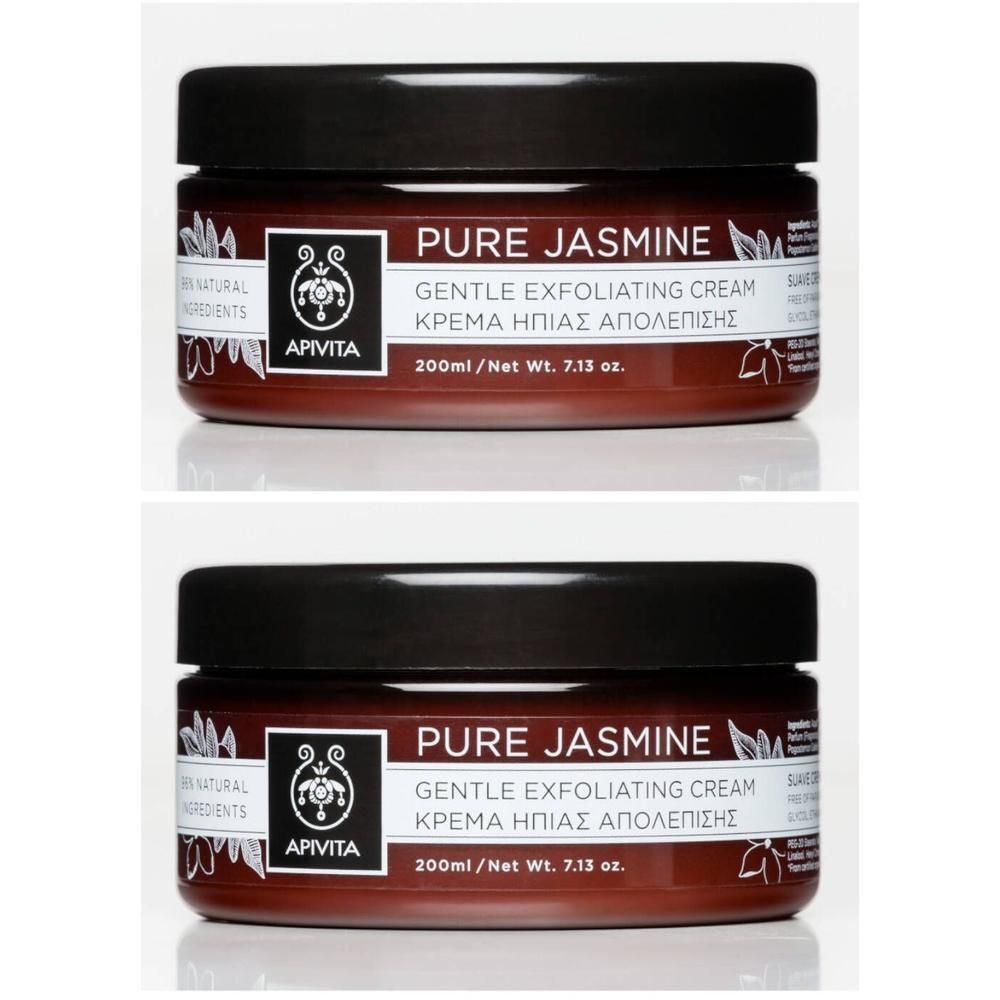 Deux pots Apivita Pure Jasmine Gentle Exfoliating Cream, 200ml chacun.