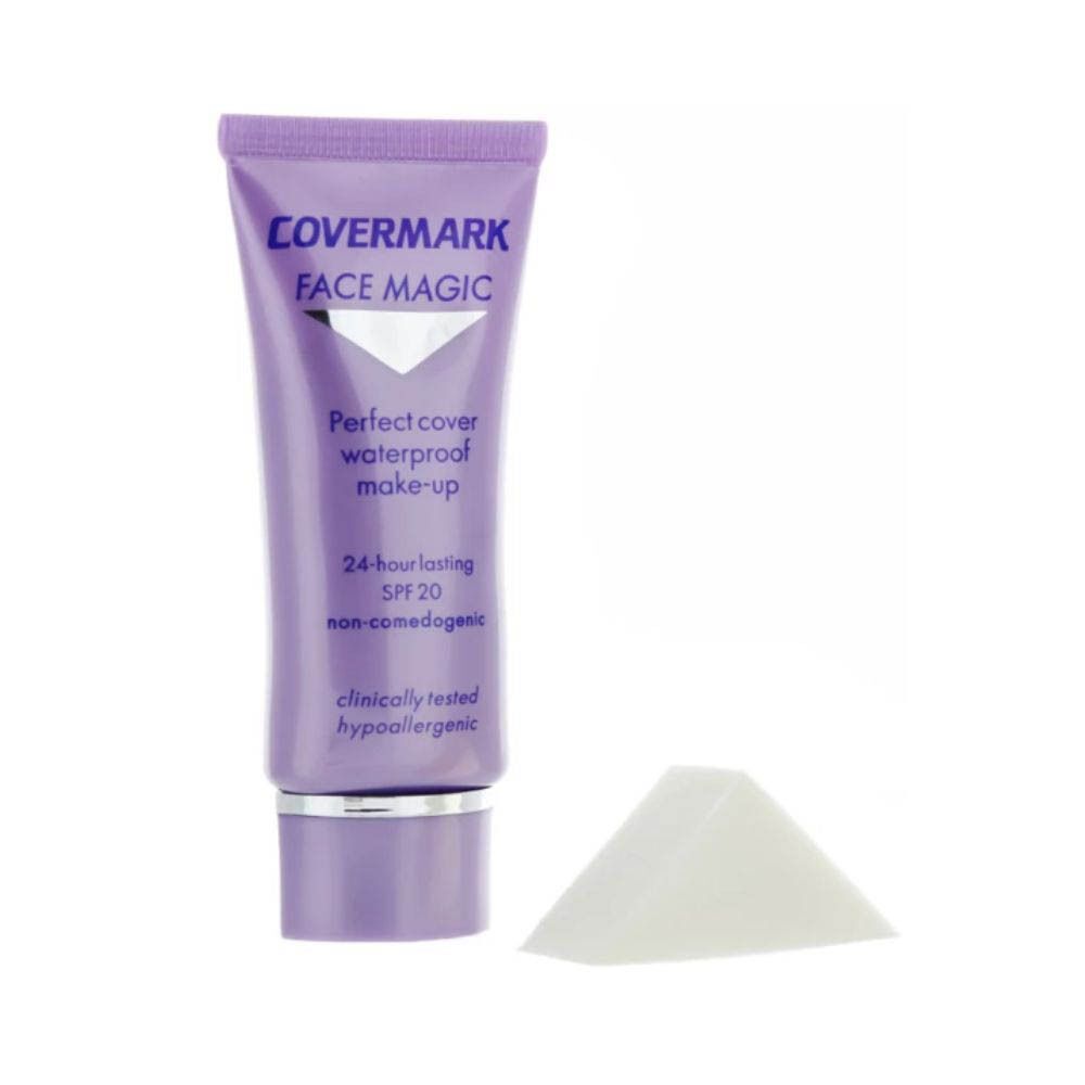 Tube de maquillage Covermark Face Magic SPF 20 avec une éponge de maquillage.