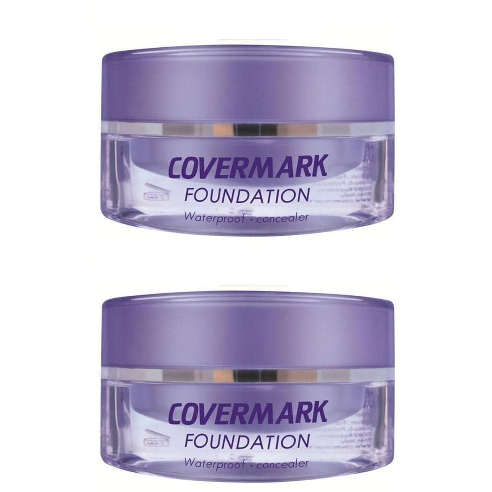 Deux pots de fond de teint Covermark avec couvercles violets. Waterproof et correcteur.