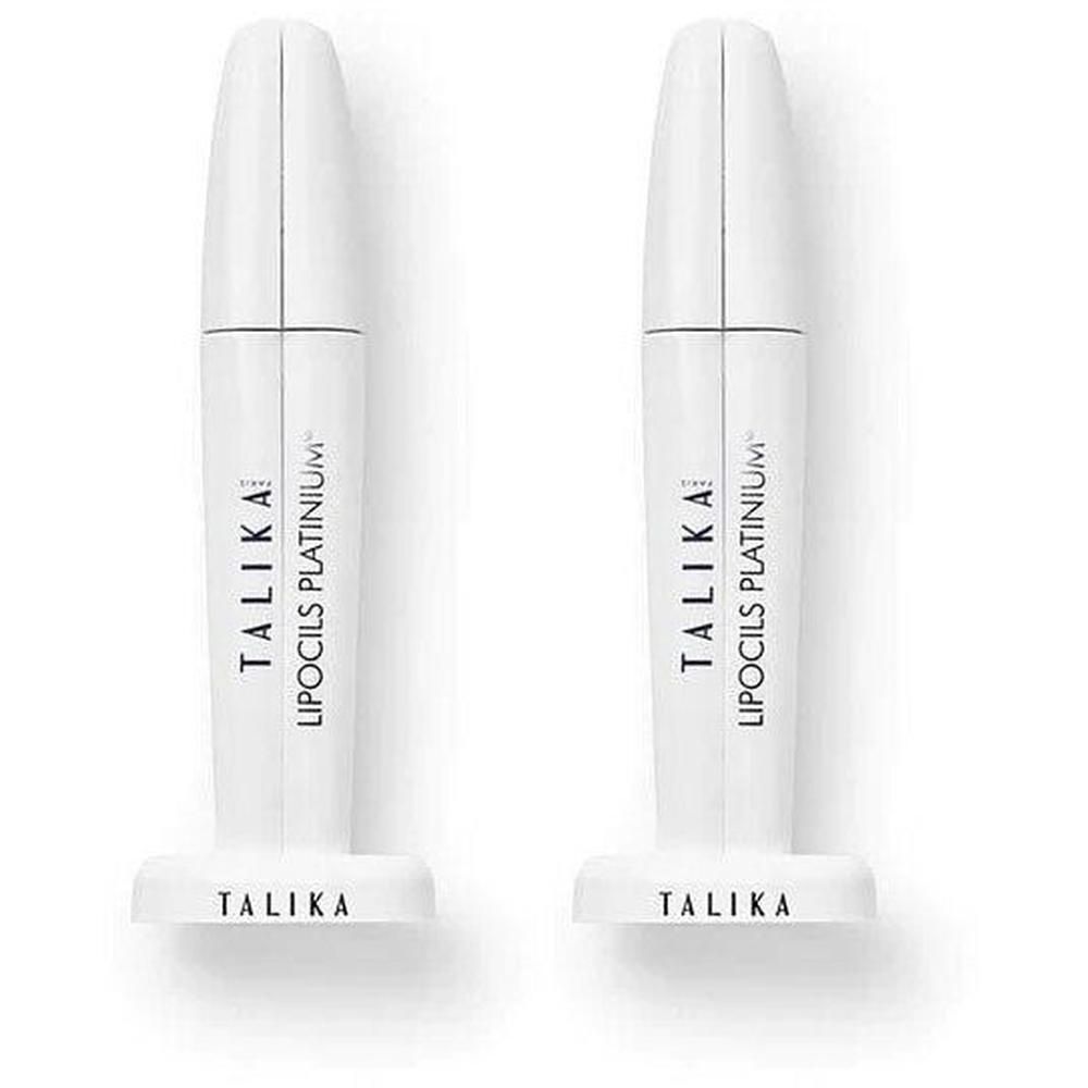 Deux applicateurs blancs avec l'inscription TALIKA LIPOCILS PLATINIUM.