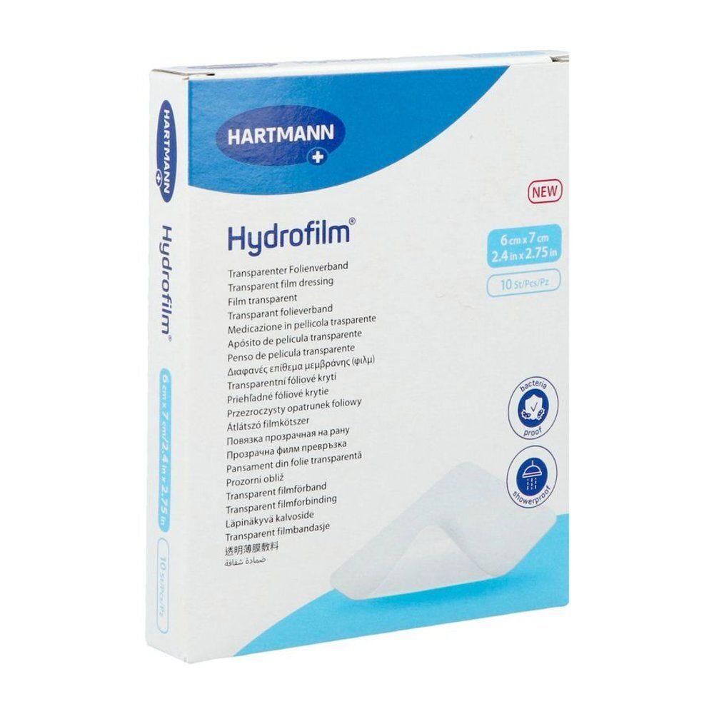 Hartmann Hydrofilm verband 6x7cm, transparant, 10 stuks.