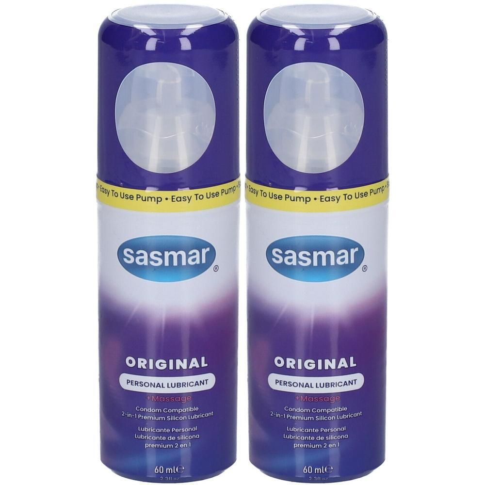 Deux flacons de lubrifiant personnel Sasmar Original, 60 ml.