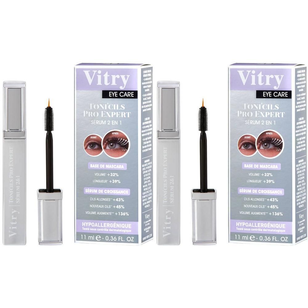 Vitry Toni'cils Pro Expert Sérum 2&1 : Deux flacons avec applicateurs et deux boîtes. Hypoallergénique.