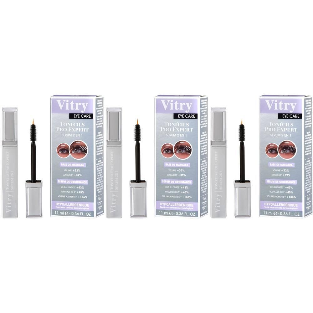 Sérum Vitry Toni'cils Pro Expert : deux flacons avec applicateur et emballage.